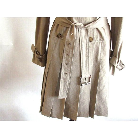 Michael Kors Collection Double Breasted/Pleated Hem Designer Trench Coat 6.R - Picture 9 of 11